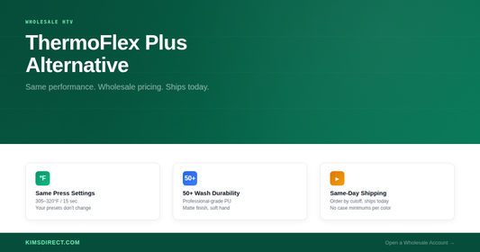 ThermoFlex Plus alternative from KimsDirect — same performance specs with wholesale pricing and same-day shipping
