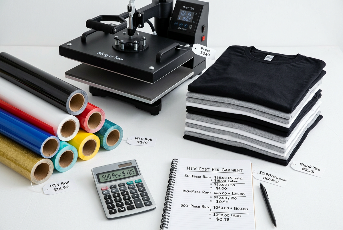 HTV Cost Per Garment: 50, 100 & 500-Piece Run Math